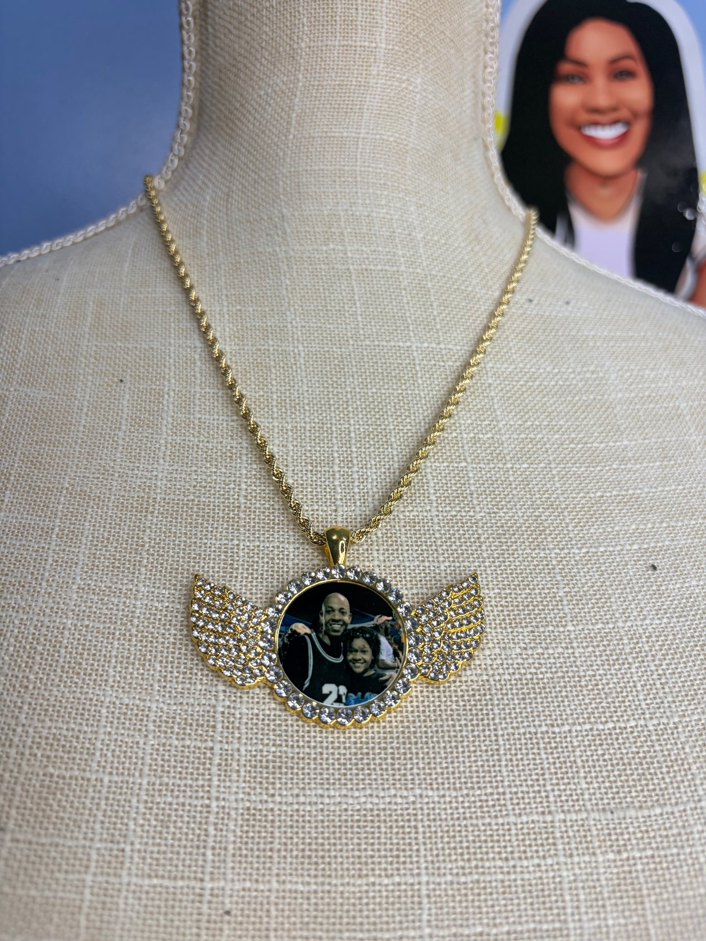 Custom Memorial Necklace (Angel Wings)