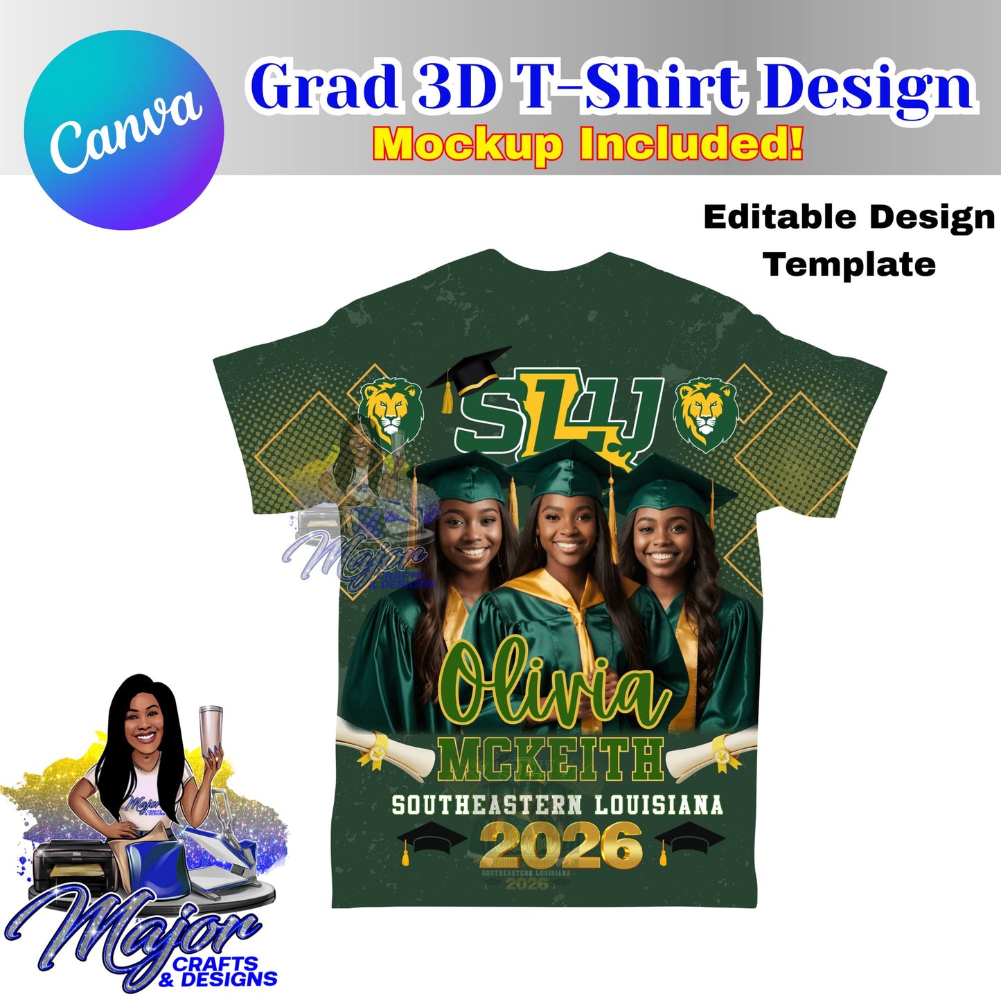 Editable 3D Grad T-shirt Template