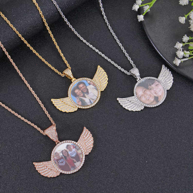 Custom Memorial Necklace (Angel Wings)