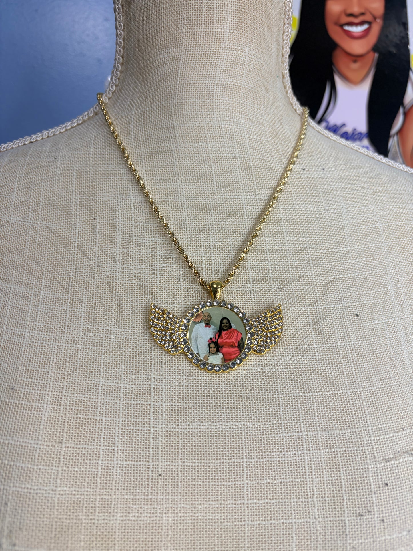Custom Memorial Necklace (Angel Wings)