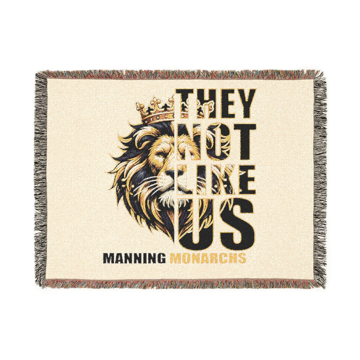 Woven Blanket — 'They Not Like Us' Manning Monarchs Lion Throw