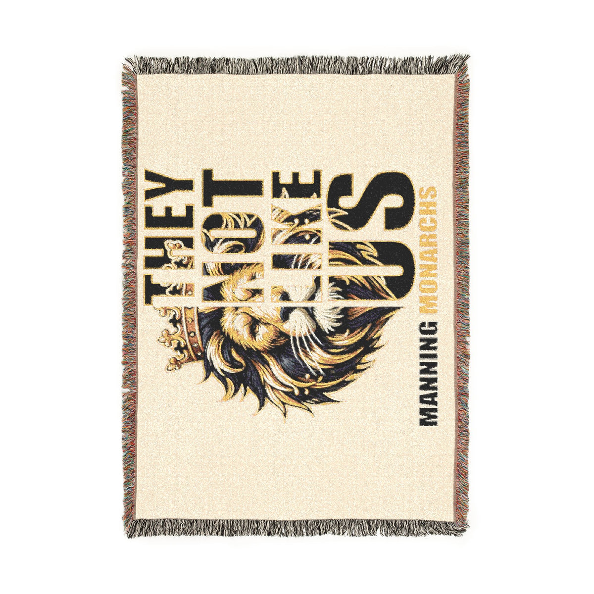 Woven Blanket — 'They Not Like Us' Manning Monarchs Lion Throw