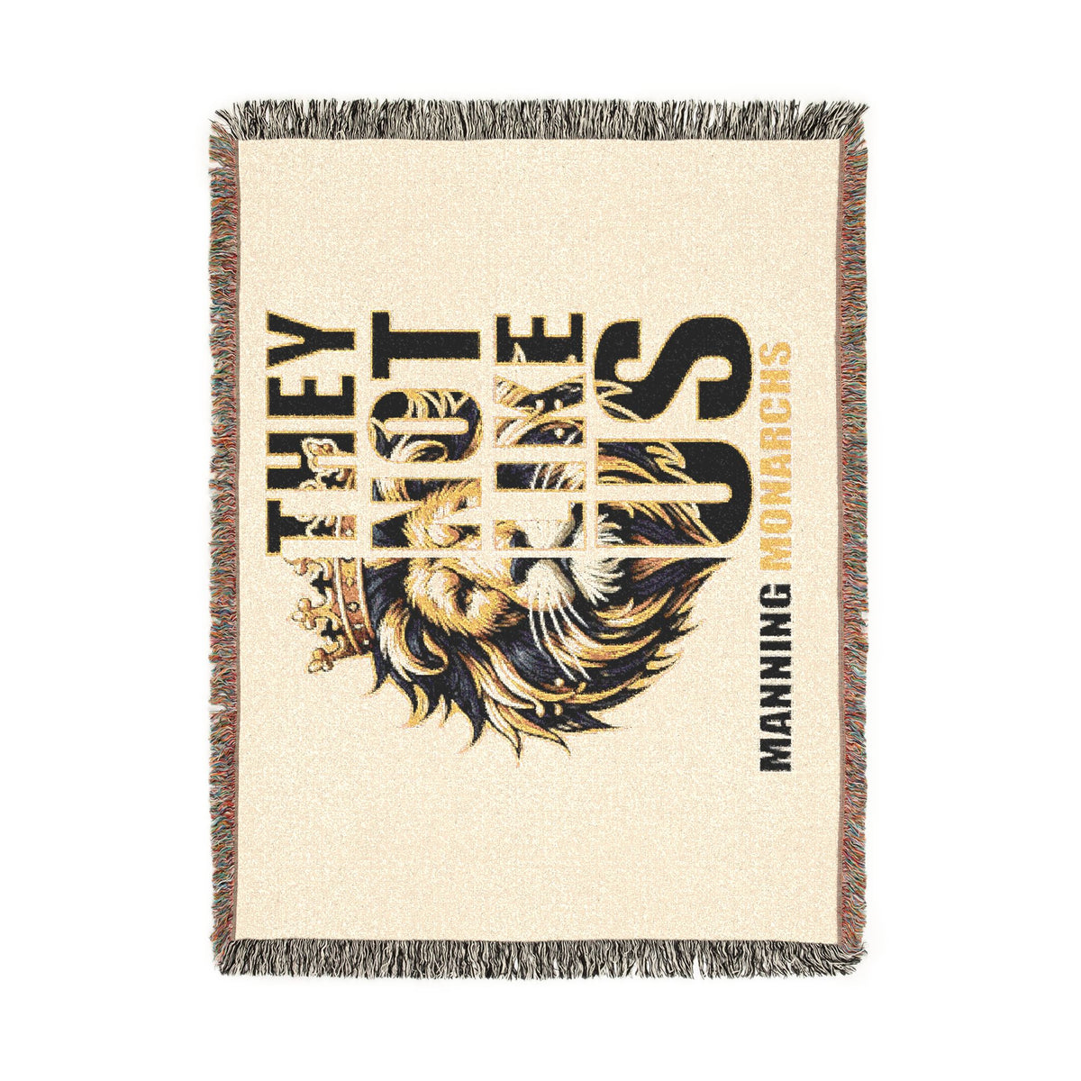 Woven Blanket — 'They Not Like Us' Manning Monarchs Lion Throw