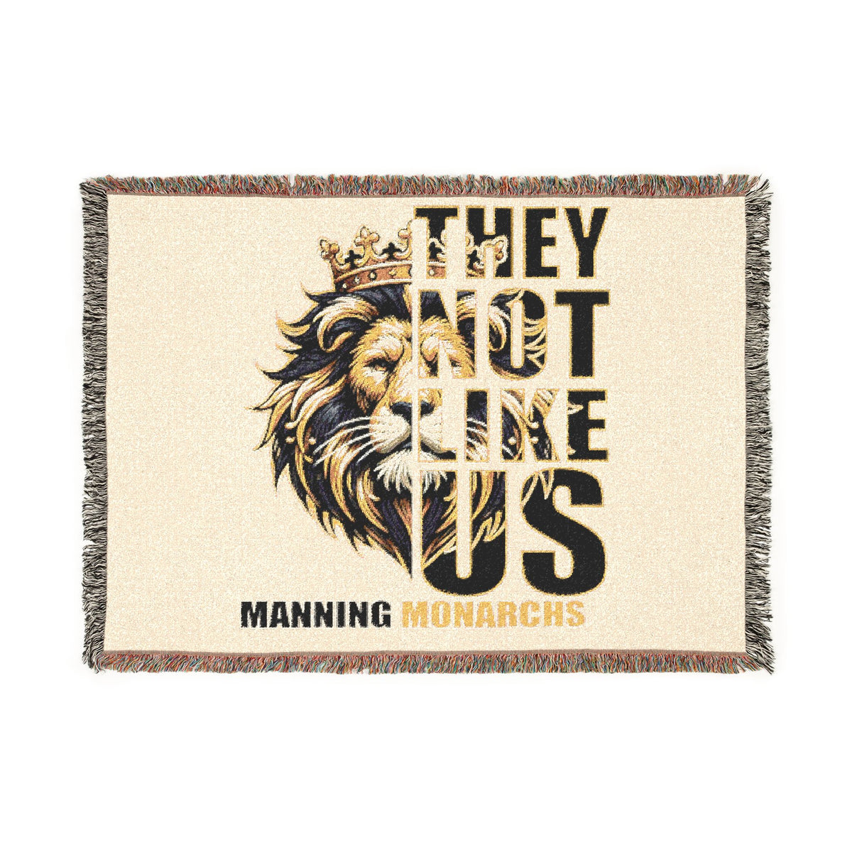 Woven Blanket — 'They Not Like Us' Manning Monarchs Lion Throw