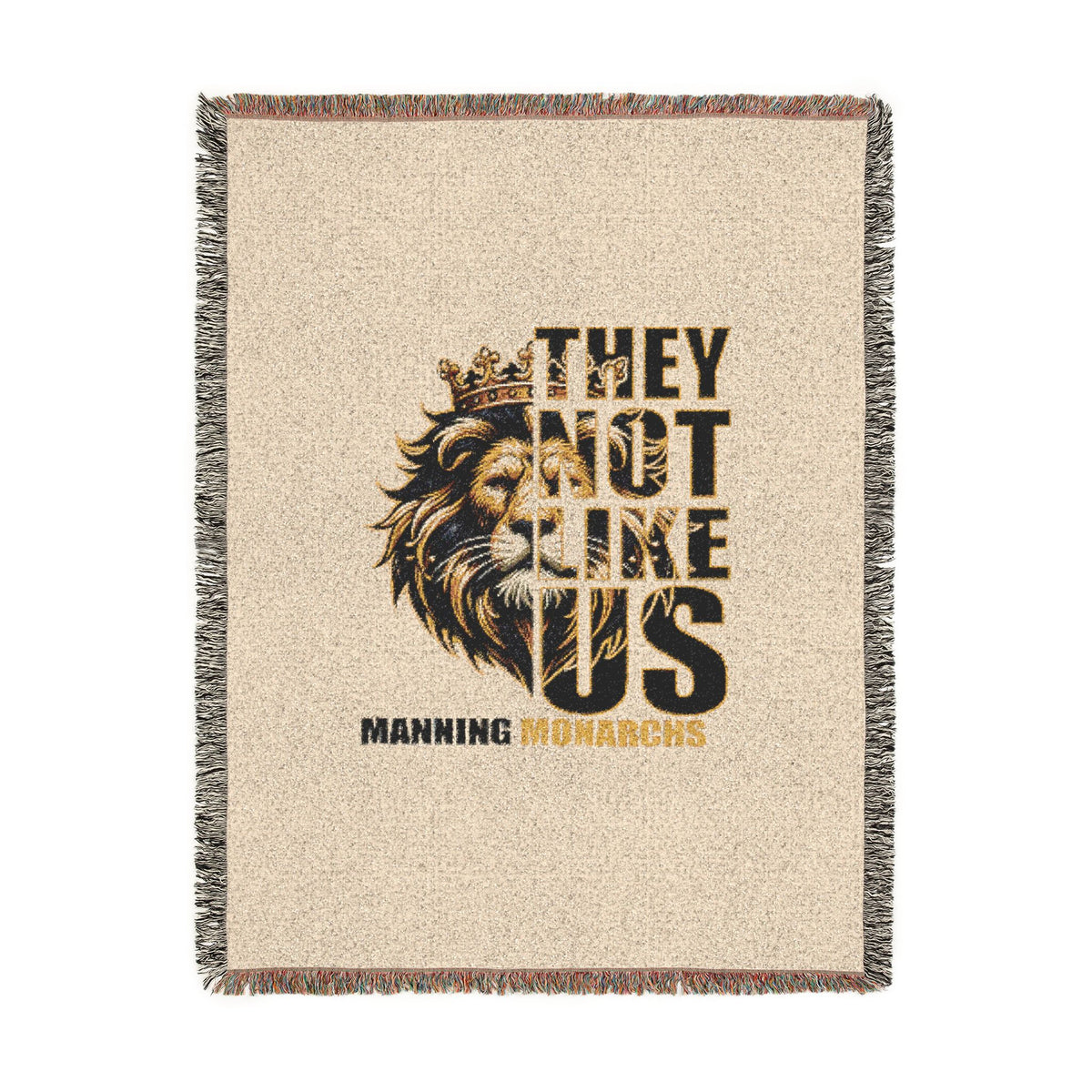 Woven Blanket — 'They Not Like Us' Manning Monarchs Lion Throw