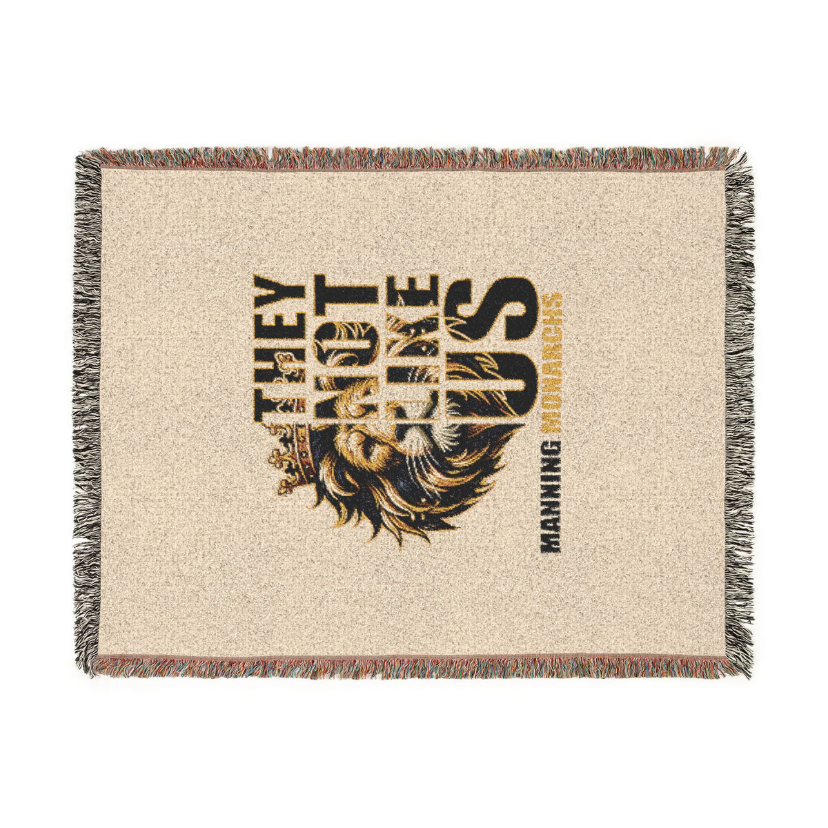 Woven Blanket — 'They Not Like Us' Manning Monarchs Lion Throw