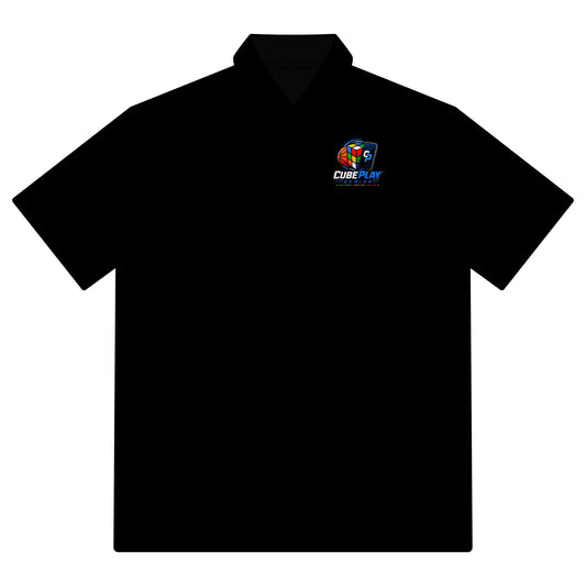 Cube Park Logo Polo Shirt — Black Pinpoint Mesh Work Golf Polo