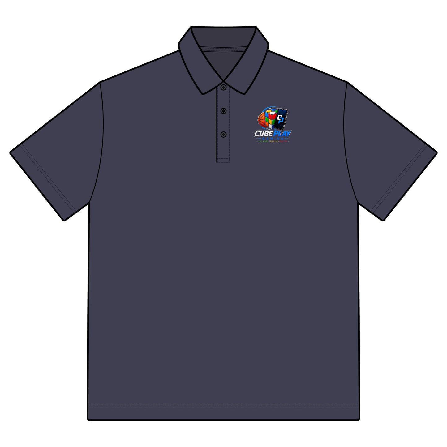 Cube Park Logo Polo Shirt — Black Pinpoint Mesh Work Golf Polo