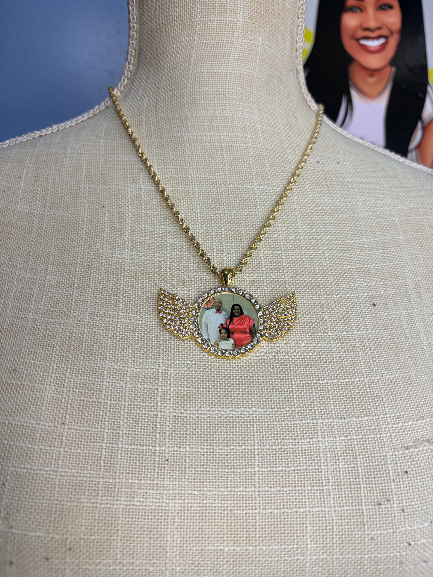 Custom Memorial Necklace (Angel Wings)