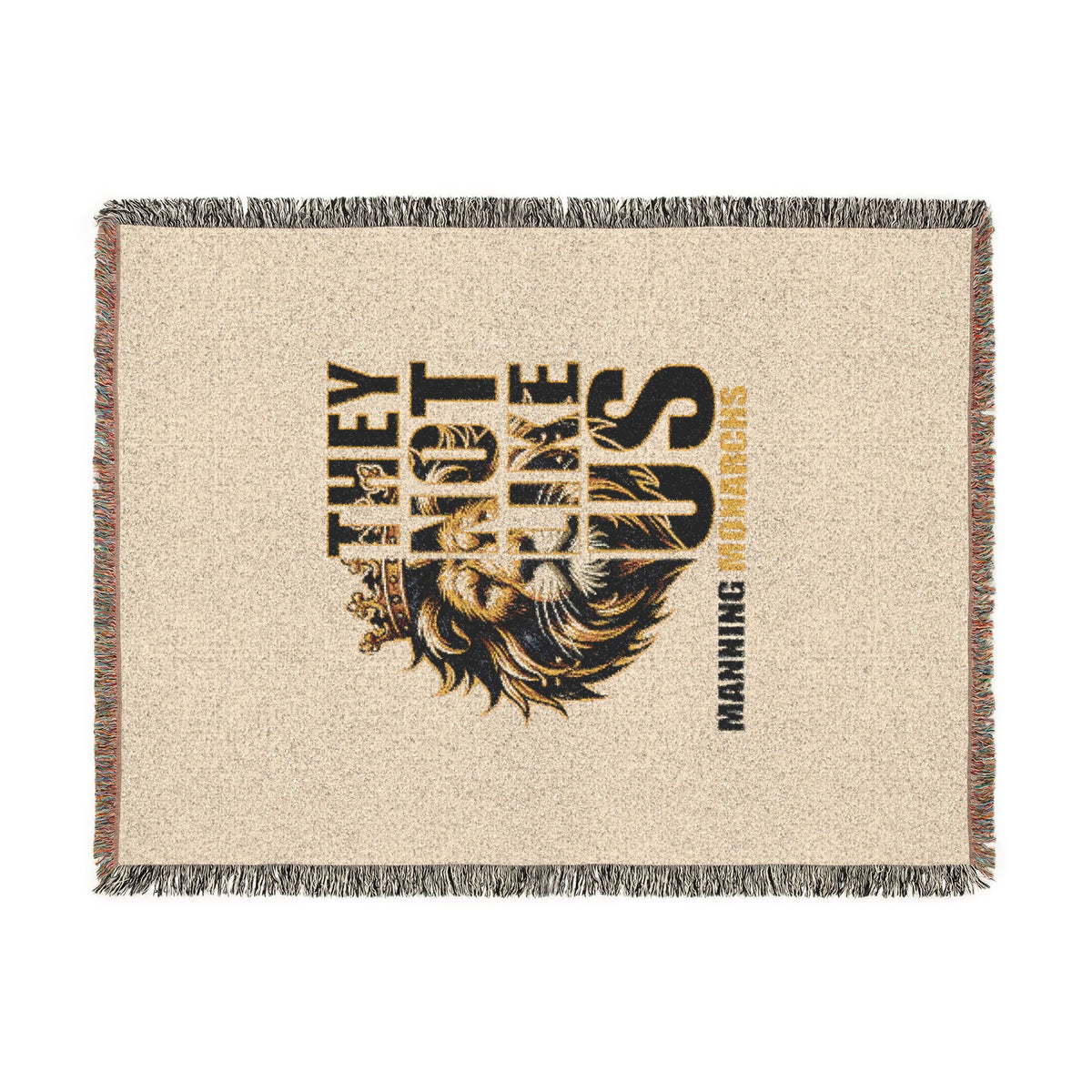 Woven Blanket — 'They Not Like Us' Manning Monarchs Lion Throw