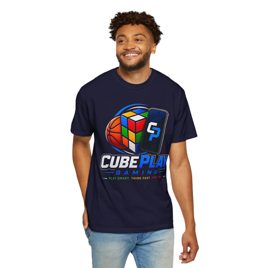CubePlay Gaming T‑Shirt — Rubik’s Cube & Basketball Logo Tee