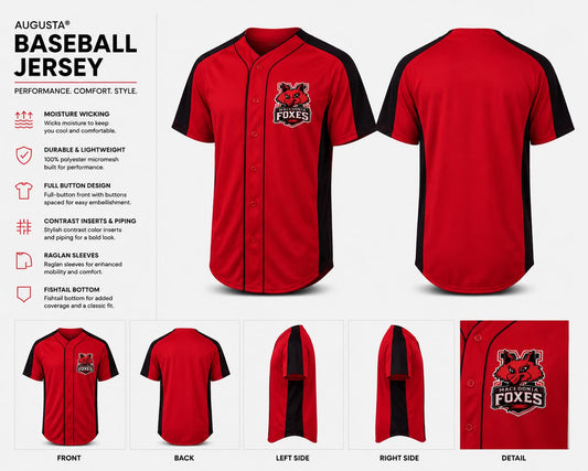 Foxes  Red Baseball Jersey