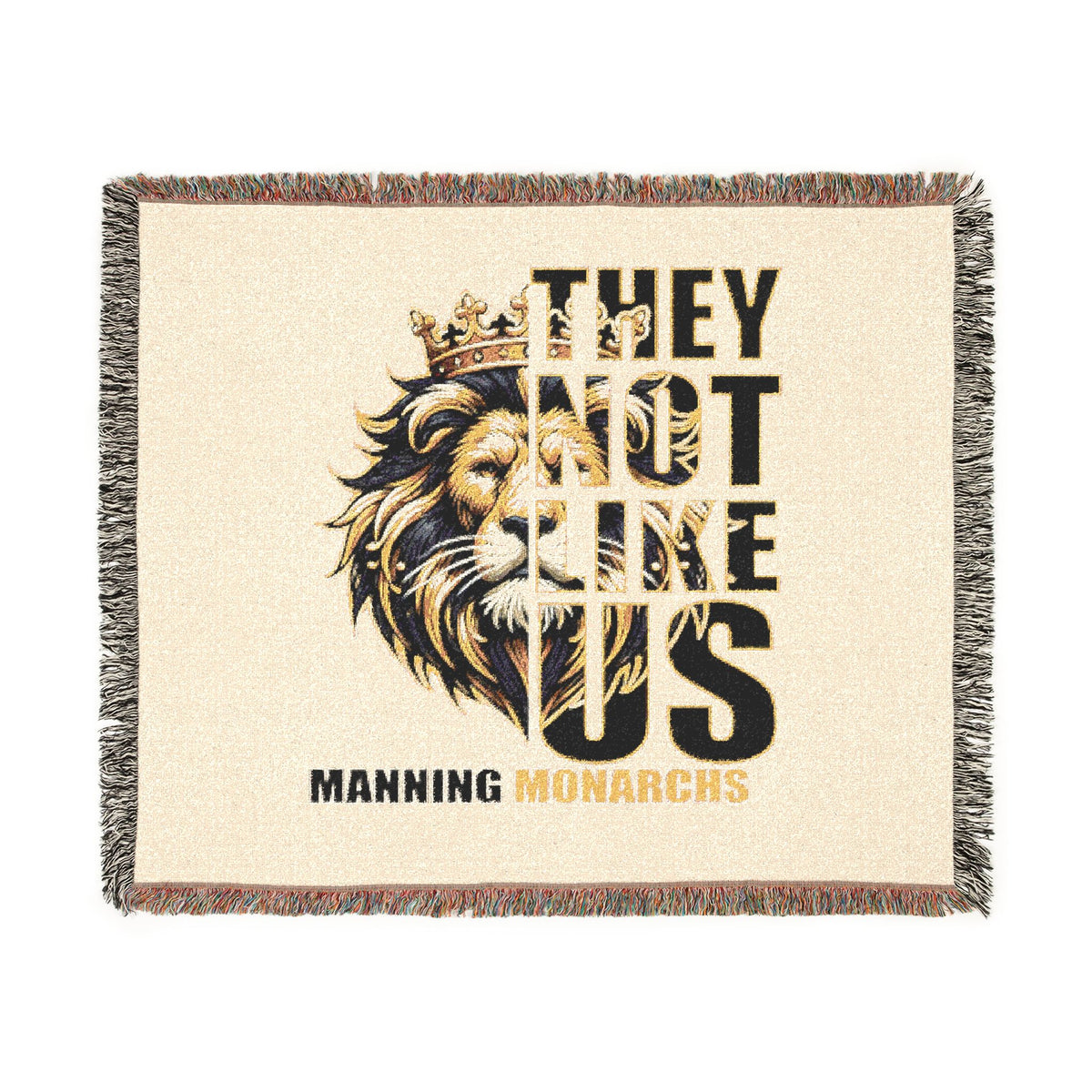 Woven Blanket — 'They Not Like Us' Manning Monarchs Lion Throw