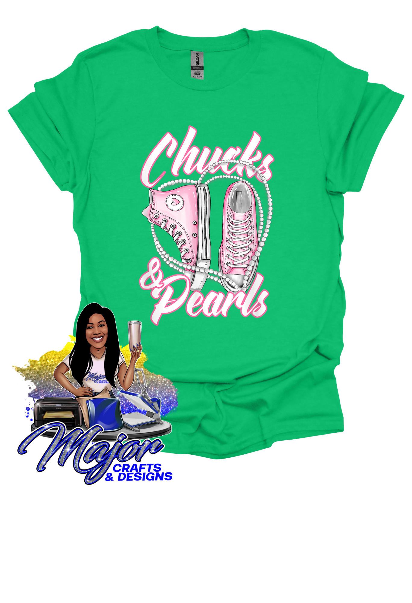 Chucks & Pearls Pink & Green