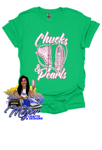 Load image into Gallery viewer, Chucks &amp; Pearls Pink &amp; Green
