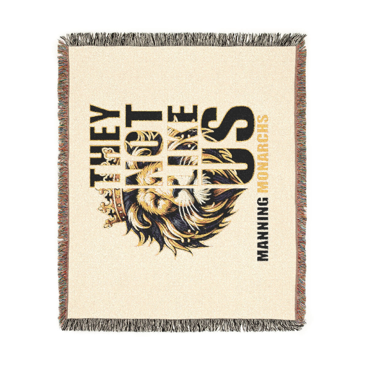 Woven Blanket — 'They Not Like Us' Manning Monarchs Lion Throw