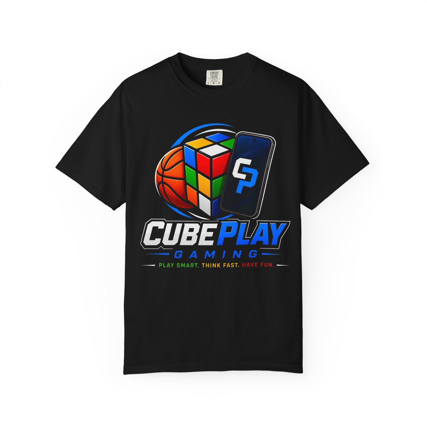 CubePlay Gaming T‑Shirt — Rubik’s Cube & Basketball Logo Tee