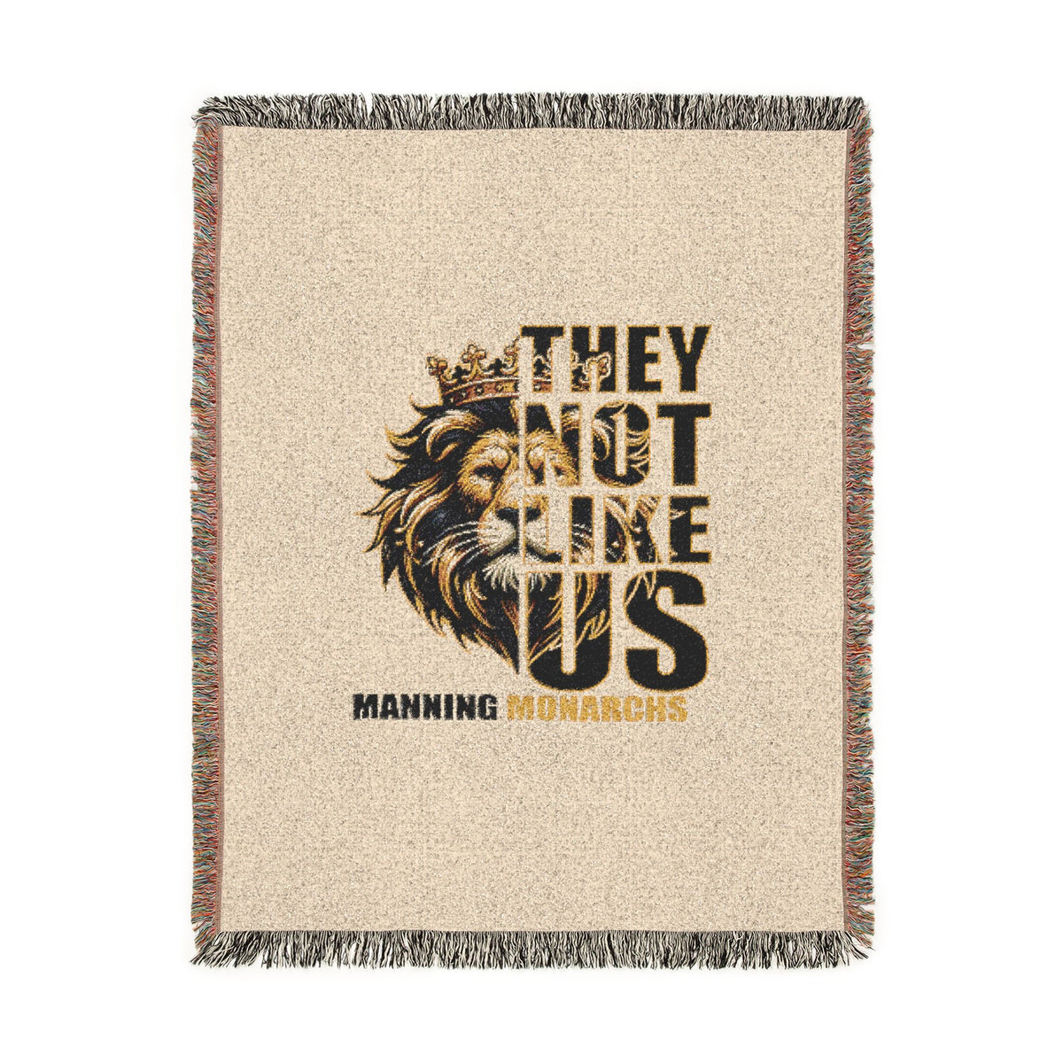 Woven Blanket — 'They Not Like Us' Manning Monarchs Lion Throw