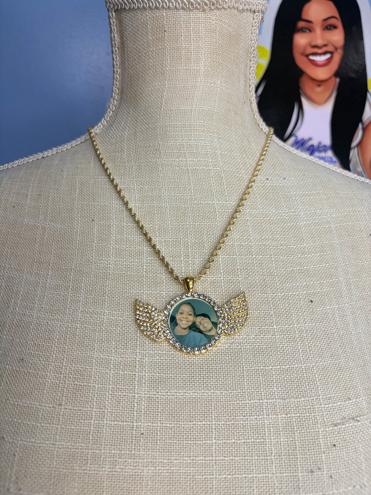 Custom Memorial Necklace (Angel Wings)