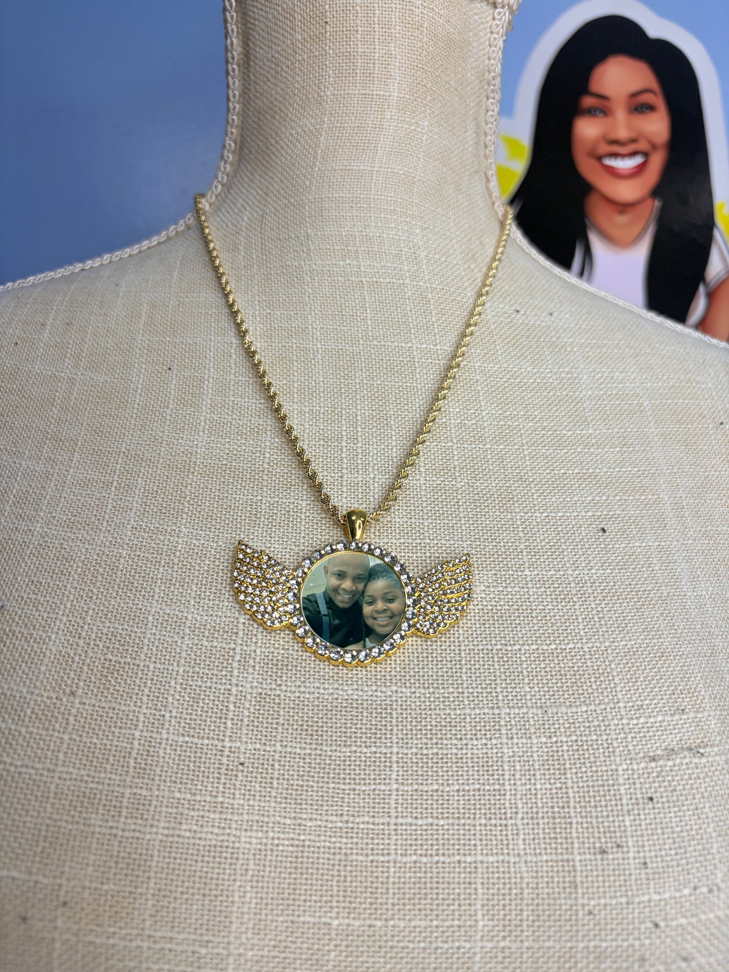 Custom Memorial Necklace (Angel Wings)