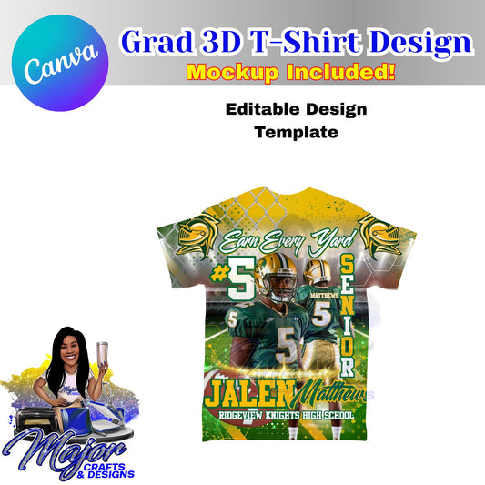 Editable 3D SENIOR Football Template