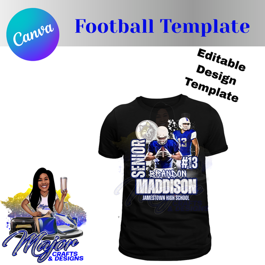 Editable Center Print SENIOR Football Template