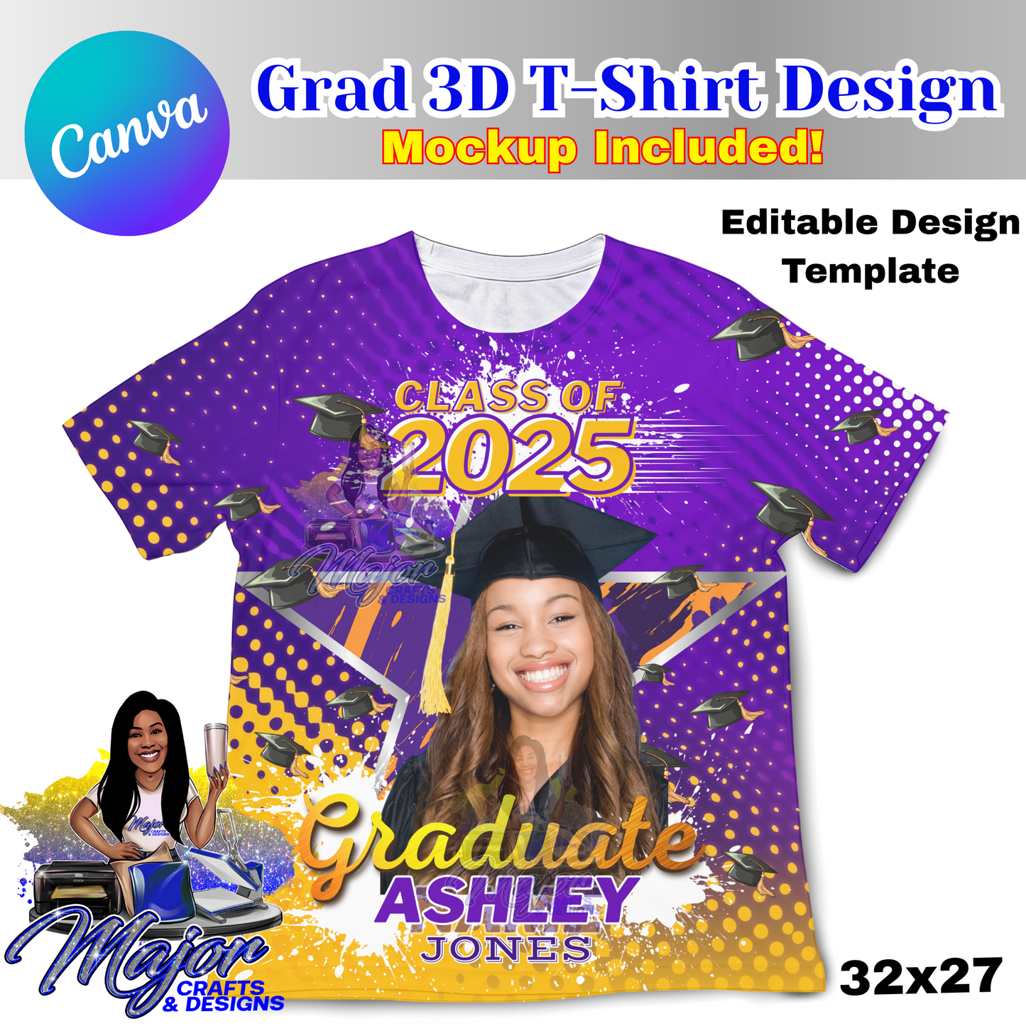 Graduation 3D Editable Grad T-Shirt