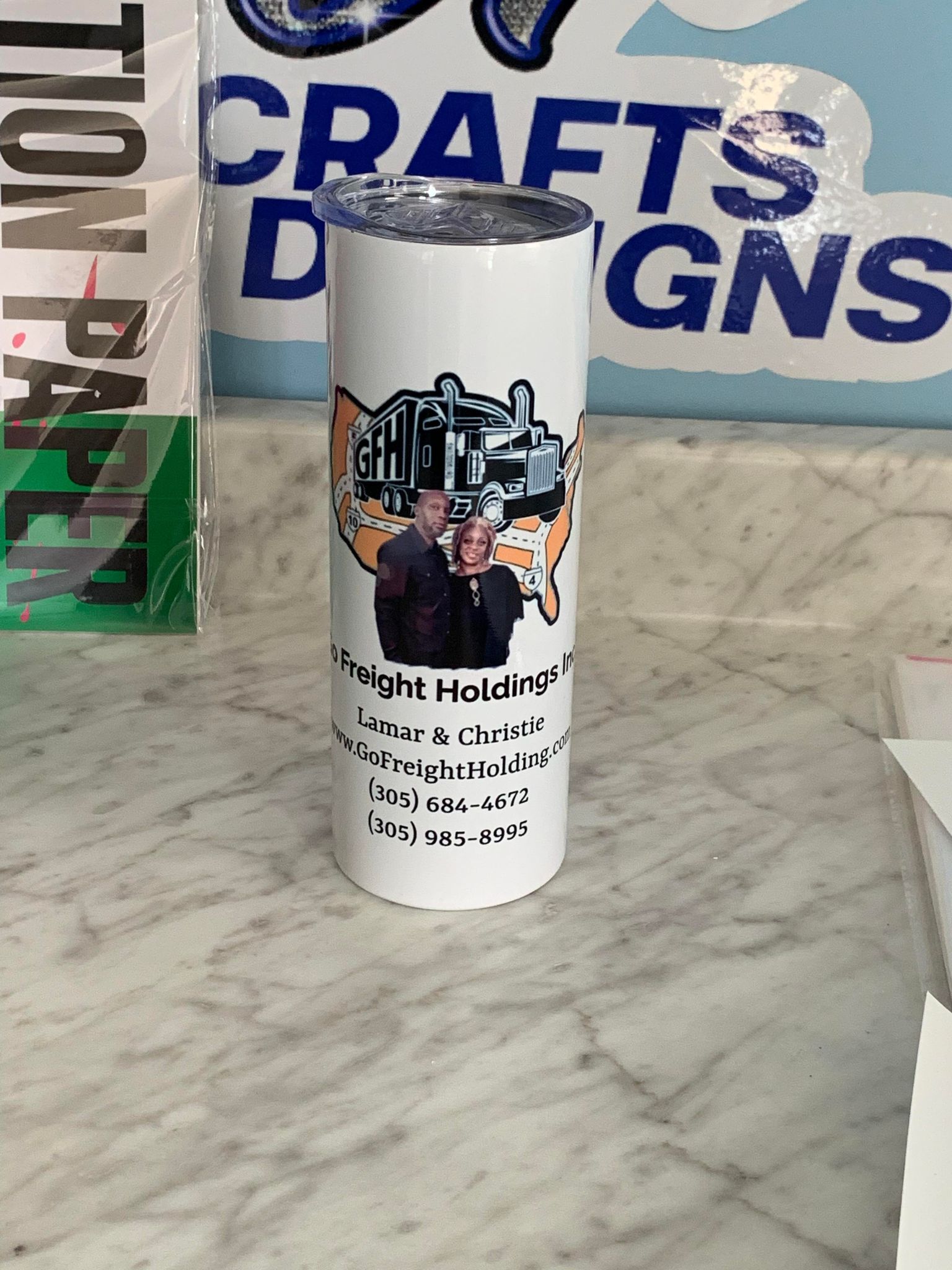 Custom 20oz Skinny Tumbler, White Tumbler with straw lid, Printed With Permanent Ink,